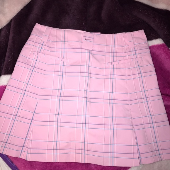 VINTAGE NIKE BABY PINK PLAID PLEATED GOLF SKIRT - Picture 8 of 9
